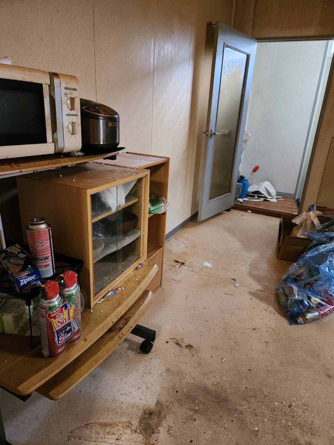 函館市でのゴミ屋敷清掃の作業現場、家財の分別と搬出の様子